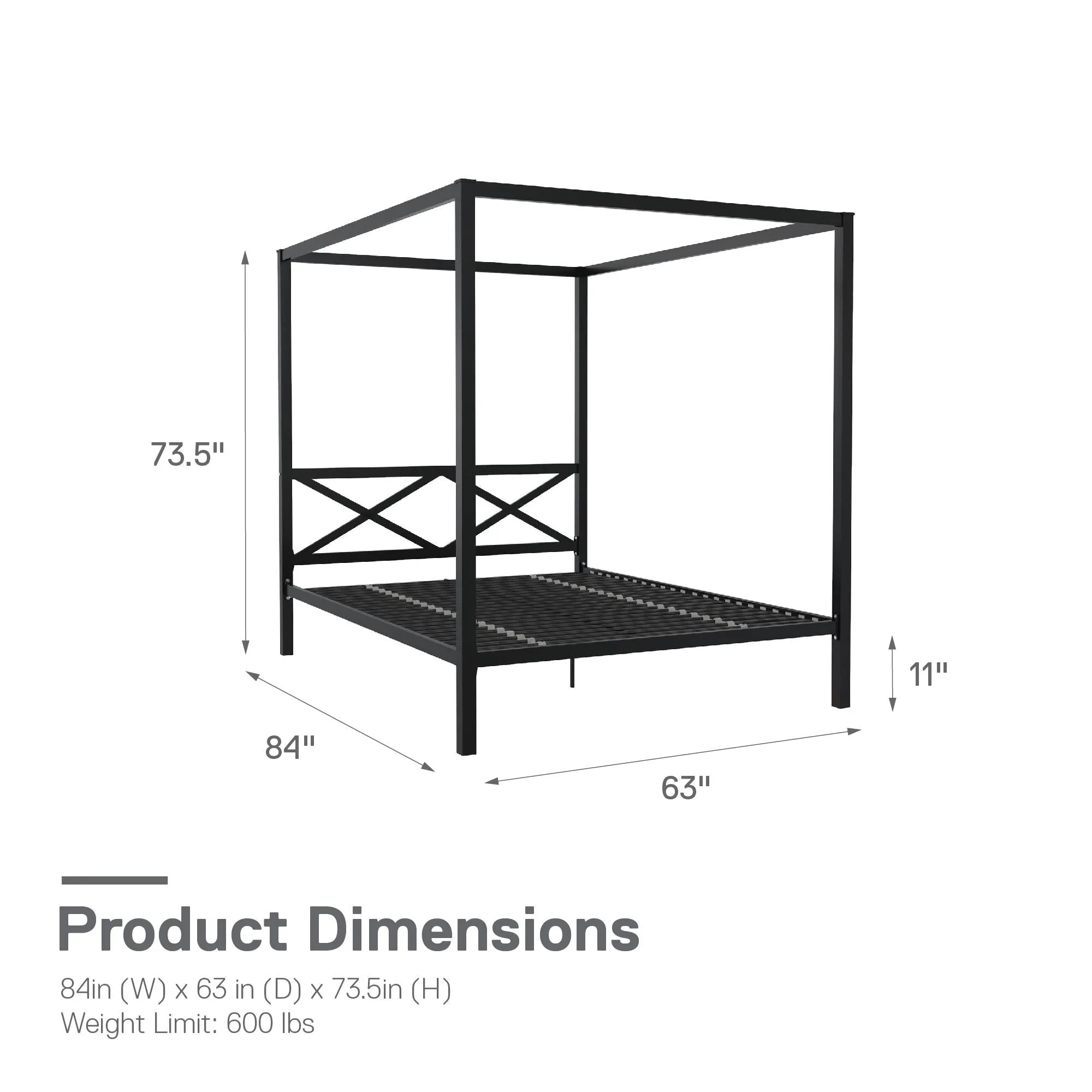 Remna Metal Canopy Platform Bed Frame