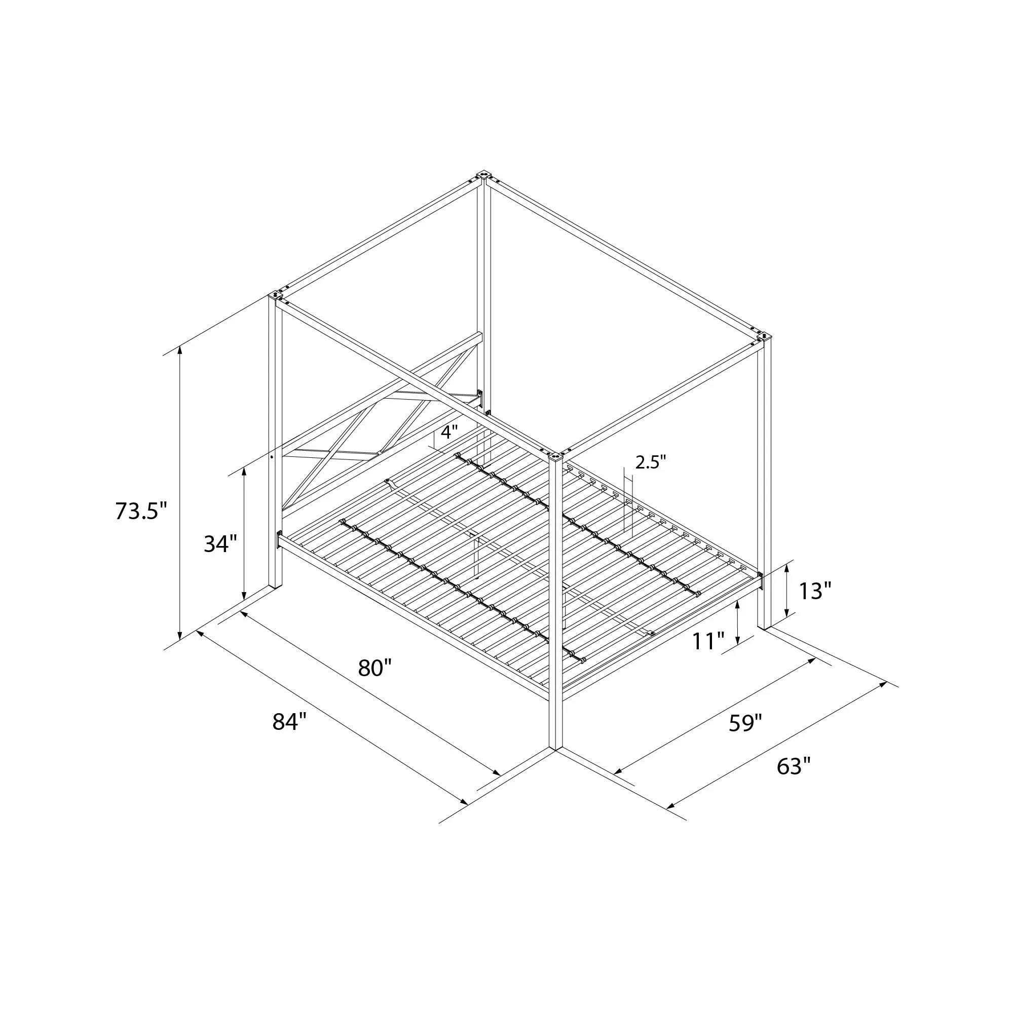 Remna Metal Canopy Platform Bed Frame