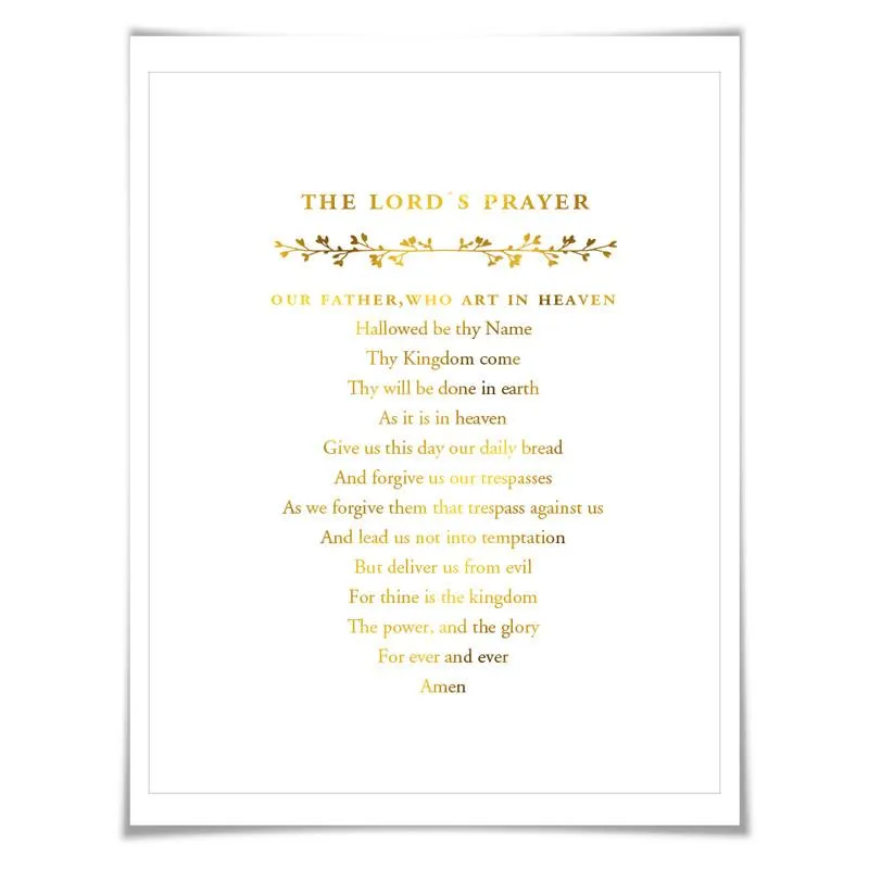 The Lord's Prayer Gold Foil Art Print. 7 Foil Colours. 3 Sizes. Christian Wall Art. Christian Poster. Religious Art