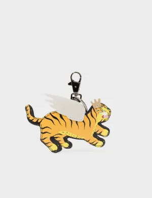 Theo the Tiger - Yellow Leather Keychain