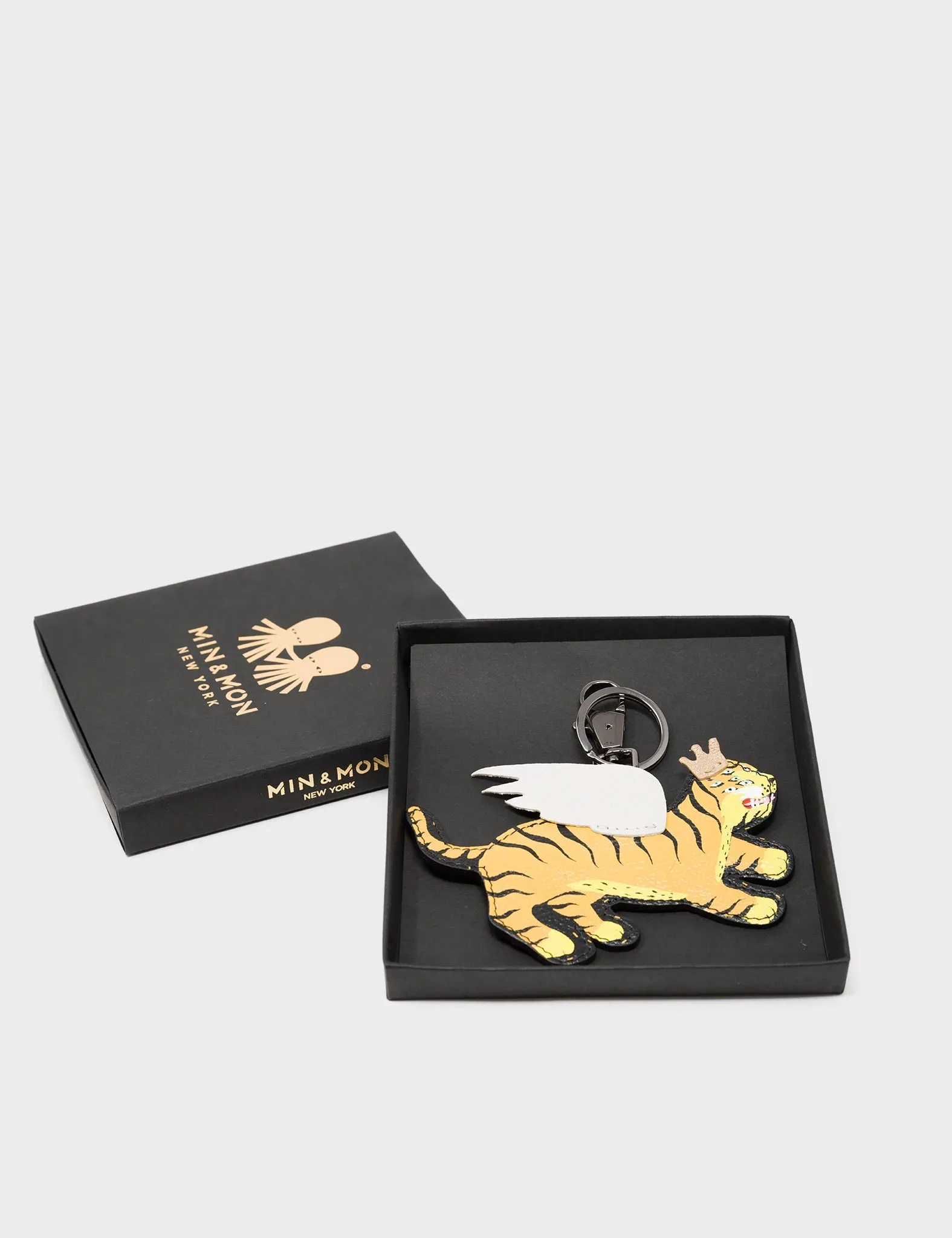 Theo the Tiger - Yellow Leather Keychain