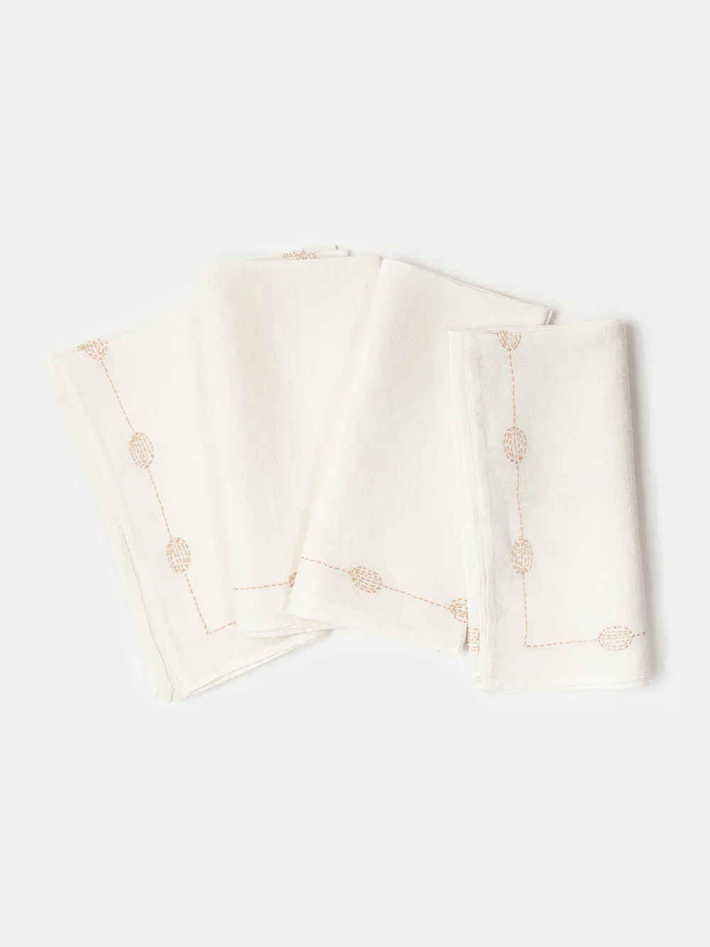 Totem Napkin in Hand-embroidered Soft White Linen